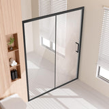 VEVOR Semi-Frameless Shower Door, 57.7-59 W x 70 H in, Shower Sliding Glass Door with 1/4 in(6mm) Clear Tempered Glass, Waterproof Shatterproof Stainproof with Stainless Steel Hardware, Matte Black