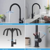KIBI KKF2001 Lowa Single Handle Bar Sink Faucet with 360 Degree Swivel Spout | High Arc Single Hole Kitchen Faucet in Matte Black Finish | Rust and Corrosion Resistant