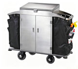 Commercial Stainless Steel Housekeeping Cart with Side Storage Bags