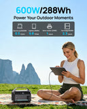 Portable Power Station 1200W Surge, 288Wh LiFePO4 Battery Solar Generator, Power Bank with 600W AC Outlet 110V, PD 100W Output Fast Charging for Outdoors Camping, Home Emergency, Hunting Blackout
