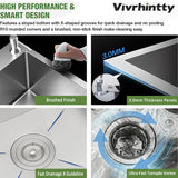 Vivrhintty 30-inch Single Bowl Workstation Kitchen Sink, Drop-in/Top-Mount Stainless Steel with Nano Coating & Basket Strainer, 30"x18"x9"