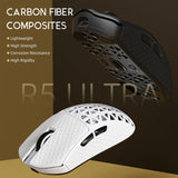 ATTACK SHARK R5 Ultra Wireless Gaming Mouse,Carbon Fiber Shell 39g Superlight,PAW3950MAX Nordic 52840 MCU 8K Polling 42K DPI Optical Sensor,BT/2.4G/USB-C Wired Mice with Coiled Cable-Black&Griptape