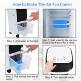 COSTWAY Evaporative Cooler, Portable Air Cooler with LED Display, Remote Control, 7.5-Hour Timing Function, for Home & Office, Cooling & Humidification Function (29-Inch)