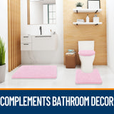 OLANLY Soft Chenille Bathroom Toilet Lid Cover, Machine Washable Seat Covers, 17.5x15, Stays in Place Rubber Backing, Fits Most Round, Elongated and Oblong Lids, Accessories Decor, Pink