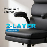BOWTHY Mid Back Office Desk Chair,Leather Conference Room Chairs,Ergonomic Home Computer Chair,Modern Executive Chair with Padded Flip-up Armrest and Swivel Wheels (Black)