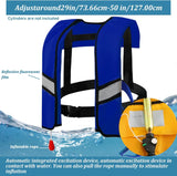 150N Unisex Automatic Life Jacket - Lightweight Inflatable Flotation Device with Reflective Patches, Whistle, Extra Tube - Suitable for Rowing, Boarding (Orange)