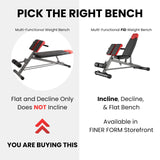 Finer Form Multi-Functional Weight Bench for Full All-in-One Body Workout – Versatile Adjustable Workout Bench for Home Gym. Fitness equipment perfect for Back HyperExtension, Bench Press, Roman Chair Exercise, Sit up. Adjusts to Decline or Flat Bench. FF Finer Form