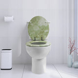 Round Toilet Seat Natural Wood Toilet Seat with Zinc Alloy Hinges, Easy to Install also Easy to Clean, Anti-pinch Marble Toilet Seat by Angol Shiold (Round, Green Marble)