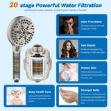 Hibbent 5-spray Dual Filtered Rainfall Shower Head Combo, High Pressure 13'' Showerhead with 10 Spray Mode Handheld, Easy Reach 4-way Diverter Arm with Pause Mode, 71'' Hose & Holder, Brushed Nickel