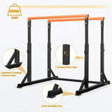 Bongkim Dip Bar, Heavy Duty Dip Station with 7 Height Levels, 800lbs Adjustable Parallel Bars for Tricep Dips Pull-Ups L-Sits Calisthenics Exercises Strength Training (Orange)