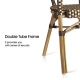 PURPLE LEAF French Bistro Chairs with Arms Set of 2, Bamboo Finish, Brown