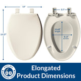 Bemis Aurora Slow Close Toilet Seat, Easy Clean Hinges and Adjustable Perfect Fit Plastic Seat, Made in USA, Elongated, Biscuit