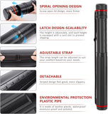 DEWEL Post Tube Expands from 30”to 51”, Waterproof Blueprint Holder Telescoping Art Tube, Large Plastic Black Fishing Rods Case Storage Tube, Light Resistant Drawing Tube with Strap (XL Size)