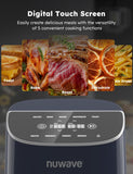 Nuwave Brio Plus 8 Qt Air Fryer, PFAS Free, New & Improved, Digital Touch Screen, Cool White Display, 50°F~400°F, 3 Wattages 700, 1500, 1800