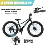 Glerc Mars 24 Inch Fat Tire Kids Mountain Bike for Boys 9-15 Years Old