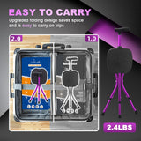BigAlex Alloy Folding Cane with Seat, Lightweight Adjustable Walking Cane with Seat, Cane Seat with LED for Woman/Man, Comfortable Handle and 3 Non-Slip Legs, Walking Stick for Seniors,Purple