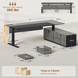 SEDETA 71" Executive Large L Shaped Electric Standing Desk, Grey