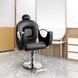 Barber Salon Chair, Reclining Salon Chair with Heavy Duty Hydraulic Pump, 360° Swivel and Height Adjustable, 330 LBS Capacity Spa Beauty Equipment Hairdresser Armchair for Barbershop- Black & Silver