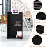 Podium Stand - Portable Podium Stand with 4 Rolling Wheels, Pulpits for Churches with Adjustable Shelf, Hostess Stand (Black) aboxoo