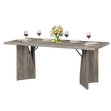 Rectangular Dining Table for 6-8, Wooden Thickened Long Desk, Farmhouse Kichen Table with Sturdy Frame and M-Shaped Legs