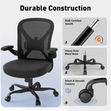 Keratee Ergonomic Office Chair Set of 10, Mesh Fabric Home Office Chairs with Adjustable Lumbar Support, 360° Swivel, and Flip-Up Armrests, Black