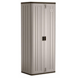Suncast Tall Storage Cabinet for Garage Organization - 72" Freestanding Utility Closet with Shelving for Garden Supplies, Paint Cans & Outdoor Tools, Multi-Wall Resin Construction, Platinum