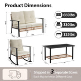 Deersky 4 Piece Outdoor Patio Furniture Set, All-Weather Modern PE Wicker Rattan Conversation Set with 4" Cushions for Comfortable, Easy to Assemble, Cream White