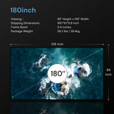 Valerion 180-inch Fixed Frame Projector Screen, 1.3 dB Gain, 80% PQE, 4K/8K Ultra HD, 3D Wall Mount Projector Screen, Works with Long Throw, Short Throw & Ultra Short Throw Projectors