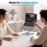 OMOTON LA10 360° Rotating Laptop Stand Riser Foldable for Desk, Space Grey