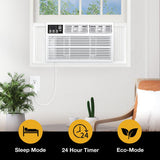 Whirlpool 10,000 BTU Window Air Conditioner with Dehumidifier, 115V, Window AC for Rooms up to 450 Sq. Ft., Living Room, Bedroom, or Kitchen, with Remote Control, Digital Display, and 24H-Timer, White