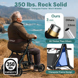 StepPilot Zero Wobble Rollator Walker with Seat for Seniors, 350lb Capacity, 18" Extra Wide Seat, 8" Wheels & Dual Brake, One-Hand Folds to 9.6", 7-Level Handle Adjustable, Cup Holder & Cane Clip