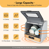 Portable Countertop Dishwashers, 800W 3-In-1 12-20 Pieces Desktop Non Installation Dishwasher Compact Dishwasher Household Mini Dishwashers w/360° Spray Arms for Home Small Apartments RVs