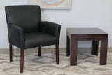 Box Arm Faux Leather Guest Chair, Black/Mahogany Boss Office Products