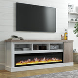 LUXOAK 75" Fireplace TV Stand with Storage for TVs up to 85"