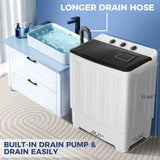 30Lbs Capacity Portable Washing Machine Nictemaw Twin Tub Compact Laundry Machine with Built-in Drain Pump, Washer and Spin Dryer Combo (19Lbs+11Lbs), Mini Washing Machine for Apartments, Dorms, RVs