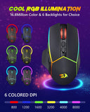 Redragon Wireless Gaming Mouse, Tri-Mode 2.4G/Bluetooth/USB-C, 7 Programmable Buttons