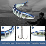 TRUSCEND Fishing Lures for Bass, Multi Jointed Segmented Swimbaits, Slow Sinking Swim Baits Bass Lures Freshwater Swimming Lure for Crappie Trout Walleye Pike, Saltwater Fishing Gear Lure Kit