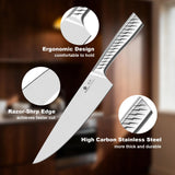imarku 14-Piece Knife Set with Block, High Carbon Stainless Steel Kitchen Knives with Built-in Sharpener, Dishwasher Safe, Ergonomic Non-Slip Handle, Brown