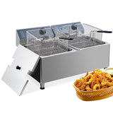 GAOMON 22 Liter Electric Fryer with Basket & Lid, 23.2QT Dual Tank Deep Fryers for Restaurant Home Use, Adjustable Temperature