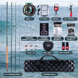 Goture Fly Fishing Rod and Reel Combo with Gear Case, 9FT #5 Carbon Fly Rod, Violet Hardwood Reel Seat, Pre-Spooled Reel, Fly Line, Flies and Carry Bag Complete Starter Kit C1