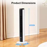 Antarctic Star 37-Inch Bladeless Portable Tower Fan 80°Oscillating,Quiet Cooling with 12H Timer Remote Control, 6 Speed, 4 Modes, LED Display,Standing Fan Powerful for Bedroom Office Dorm,Black White