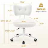 White Desk Chair with Wheels, Comfy Office Chair with Back for Bedroom