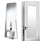 SCWF-GZ 57x20 Door Hanging Full Length Mirror, Floor Stand (Height 5.7ft just Body in1.3ft) Wall Mounted Metal Frame Rectangle Dressing Mirrors for Bedroom Room 57 inch Silver