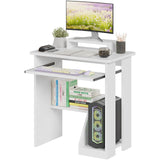 30" Small Computer Desk with Keyboard Tray Monitor Stand, Study Writing Desk with Storage Shelves