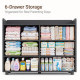 MAMAZING Keeva Pro 6-Drawer Baby Dresser with Changing Table, Easy Assembly