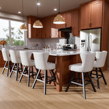 Ollega 26" White Swivel Counter Height Bar Stools Set of 6, 18.9" Wide Seat