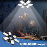 LED Garage Lights Bulb 2 Pack 180W 18000LM 6500K Led Shop Light with 6 Plus 1 Deformable Panels Basement Barn Ceiling Lights for E26/E27
