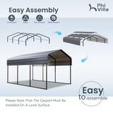PHI VILLA 10x15 Carport, Metal Carports Canopy Heavy Duty Car Port Garage