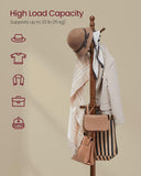 Solid Wood Coat Rack and Stand, Free Standing Hall Coat Tree with 10 Hooks for Hats, Bags, Purses VASAGLE