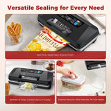 Vacuum Sealer Machine with 95KPa Suction – Full Automatic Commercial Grade Sealer for Wet/Dry Food, Built-in Cutter, Complete Kit with 1 Roll & 10 Bags – 230W Double Seal Strip